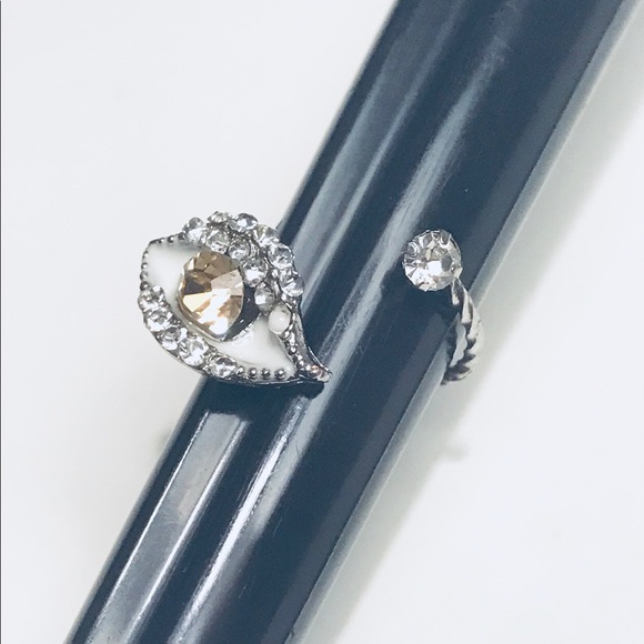 Fashion Ring Silver Diamonds in Eye Size 4 - Picture 2 of 4